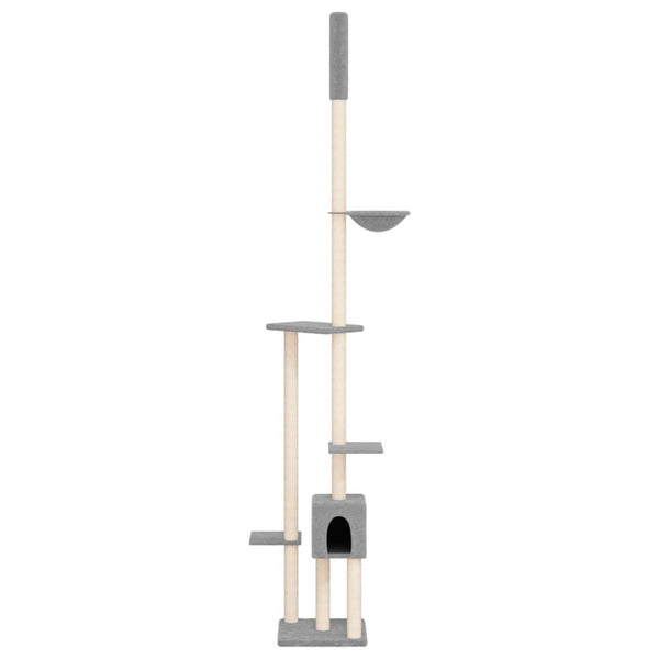 Cat Tree Light Grey Engineered Wood, Plush, Sisal