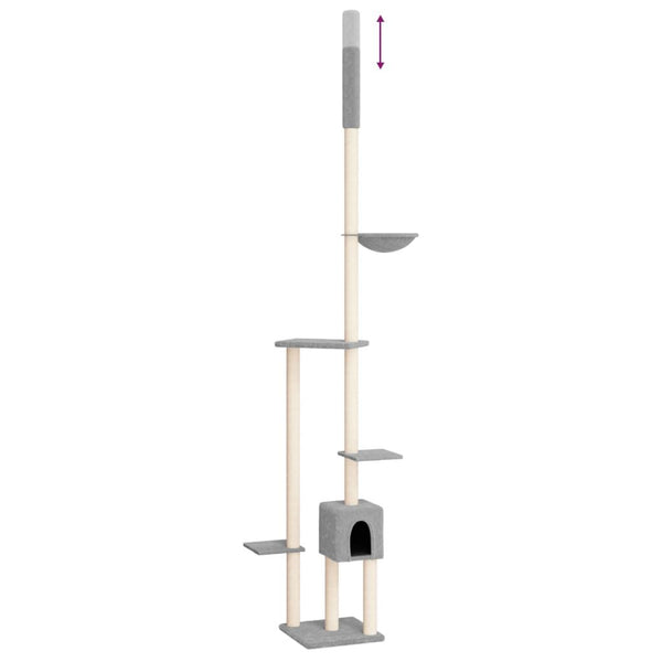 Cat Tree Light Grey Engineered Wood, Plush, Sisal