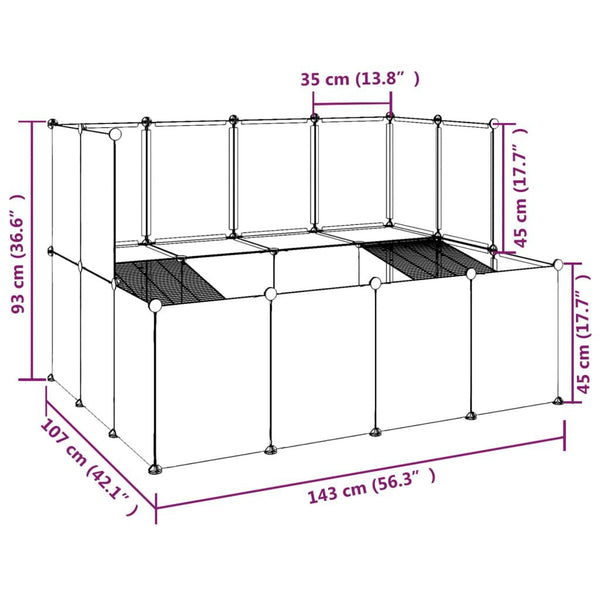 Animal Cage Transparent, White PP Plastic, Steel Large