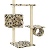 Cat Tree Beige with Paw Prints