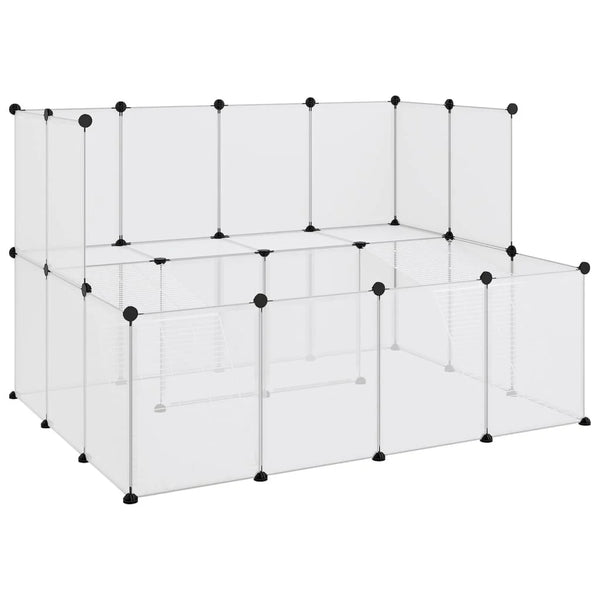 Animal Cage Transparent, White PP Plastic, Steel Large
