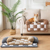 Dog Bed for Couch with Bolster, Comfy Couch Cover for Dogs Washable, Non-Slip Plush Furniture Protector, Calming Fuzzy Lounge Mat, Pet Sofa Accessories (Brown, Small)