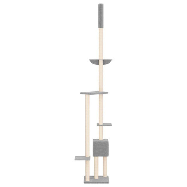 Cat Tree Light Grey Engineered Wood, Plush, Sisal