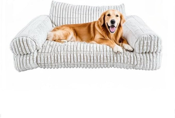 Cute Couch for Pets, Fluffy Pets Sofa with Soft Corduroy Fleece, Supportive Pet Sofa with Non-Slip Bottom, 40Inch, Cream
