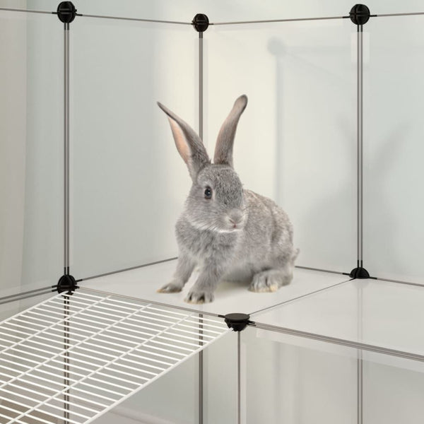 Animal Cage Transparent, White PP Plastic, Steel Large