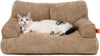Dog Couch, Supportive Small Dog Bed for Puppy and Cats with Removable Washable Cover, Fluffy Cat Couch with Non-Slip Bottom (Camel, 26.0" L X 19.0" W X 13.0" Th)