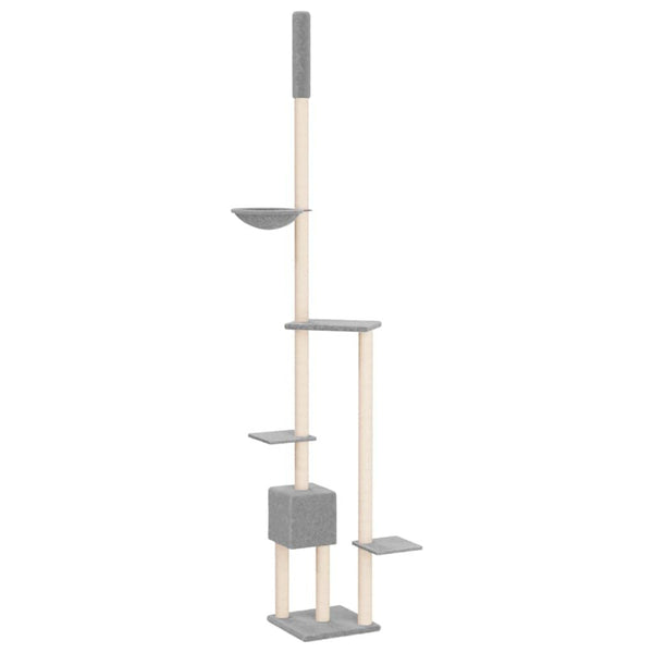 Cat Tree Light Grey Engineered Wood, Plush, Sisal