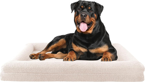 Orthopedic Pet Bed - 45In Large Dog Bed with Supportive Bolster, Nonslip Bottom, and Removable Washable Cover - Memory Foam Pet Beds for Large Dogs - Dog Products (Brown)
