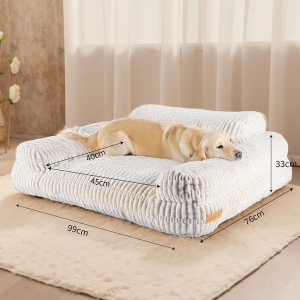 Cute Couch for Pets, Fluffy Pets Sofa with Soft Corduroy Fleece, Supportive Pet Sofa with Non-Slip Bottom, 40Inch, Cream