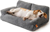 Dog Couch, Supportive Small Dog Bed for Puppy and Cats with Removable Washable Cover, Fluffy Cat Couch with Non-Slip Bottom (Camel, 26.0" L X 19.0" W X 13.0" Th)