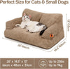 Dog Couch, Supportive Small Dog Bed for Puppy and Cats with Removable Washable Cover, Fluffy Cat Couch with Non-Slip Bottom (Camel, 26.0" L X 19.0" W X 13.0" Th)