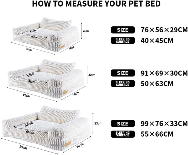 Cute Couch for Pets, Fluffy Pets Sofa with Soft Corduroy Fleece, Supportive Pet Sofa with Non-Slip Bottom, 40Inch, Cream