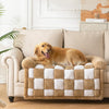 Dog Bed for Couch with Bolster, Comfy Couch Cover for Dogs Washable, Non-Slip Plush Furniture Protector, Calming Fuzzy Lounge Mat, Pet Sofa Accessories (Brown, Small)