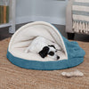 26" round Orthopedic Dog Bed for Medium/Small Dogs W/ Removable Washable Cover, for Dogs up to 30 Lbs - Sherpa & Suede Snuggery - Blue, 26-Inch