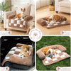 Dog Bed for Couch with Bolster, Comfy Couch Cover for Dogs Washable, Non-Slip Plush Furniture Protector, Calming Fuzzy Lounge Mat, Pet Sofa Accessories (Brown, Small)