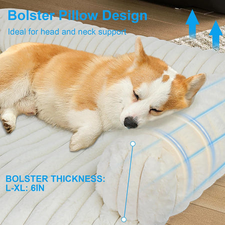 Luxurious Dog Couch Bed, Washable Calming Dog Couch Cover, Removable Couch Protector for Dogs, Waterproof Sofa Bed, Pet Bed Mats for Couch, Pet Couch Covers for Sofa(White, L)