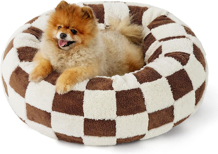 WOOFWAYZ Brown Check Calming Bed