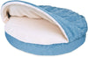 26" round Orthopedic Dog Bed for Medium/Small Dogs W/ Removable Washable Cover, for Dogs up to 30 Lbs - Sherpa & Suede Snuggery - Blue, 26-Inch