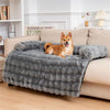 Pet Fluffy Fuzzy Couch Cover, Calming Washable Dog Bed Sofa Protector Pets Mat for Small Medium Dogs and Cats (Coffee,33.45 × 28.35 × 5.51 In)