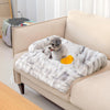 Pet Fluffy Fuzzy Couch Cover, Calming Washable Dog Bed Sofa Protector Pets Mat for Small Medium Dogs and Cats (Coffee,33.45 × 28.35 × 5.51 In)
