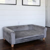 42 In. Large Elegant Gray Faux-Velvet Rectangle Pet Bed for Medium and Large Dogs