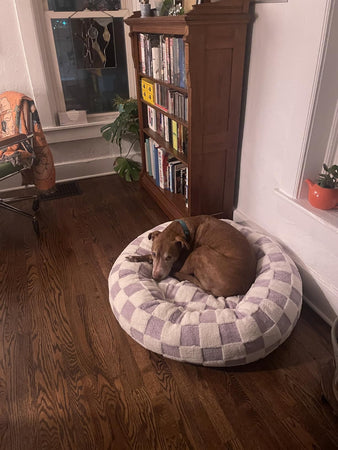 WOOFWAYZ Lavender Checkered Calming Bed