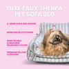 Dog Bed, Sofa Style Dog Couch for Pets, Plush Faux Sherpa, Machine Washable, Striped Pattern, Calming Comfort, Durable Construction, Easy to Clean, Grey/White, Medium