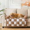 Dog Bed for Couch with Bolster, Comfy Couch Cover for Dogs Washable, Non-Slip Plush Furniture Protector, Calming Fuzzy Lounge Mat, Pet Sofa Accessories (Brown, Small)