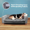 42 In. Large Elegant Gray Faux-Velvet Rectangle Pet Bed for Medium and Large Dogs