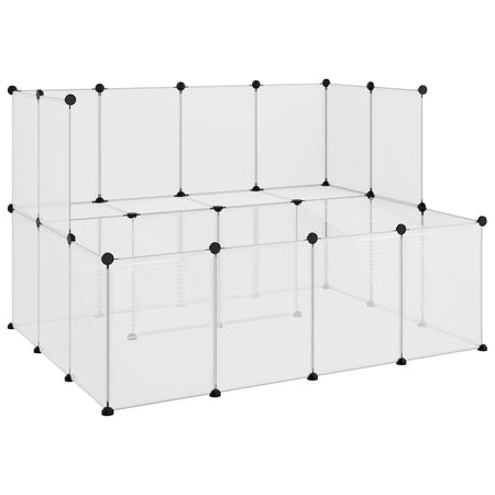 Animal Cage Transparent, White PP Plastic, Steel Large