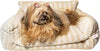 Dog Bed, Sofa Style Dog Couch for Pets, Plush Faux Sherpa, Machine Washable, Striped Pattern, Calming Comfort, Durable Construction, Easy to Clean, Grey/White, Medium