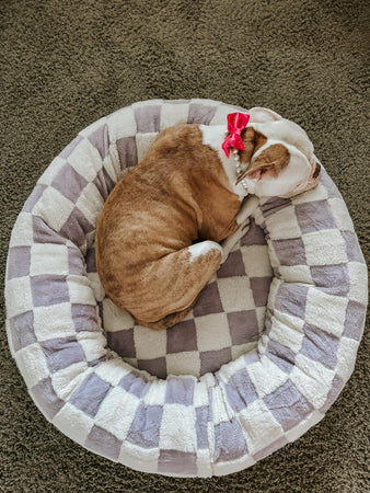 WOOFWAYZ Lavender Checkered Calming Bed
