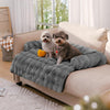 Pet Fluffy Fuzzy Couch Cover, Calming Washable Dog Bed Sofa Protector Pets Mat for Small Medium Dogs and Cats (Coffee,33.45 × 28.35 × 5.51 In)