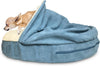26" round Orthopedic Dog Bed for Medium/Small Dogs W/ Removable Washable Cover, for Dogs up to 30 Lbs - Sherpa & Suede Snuggery - Blue, 26-Inch