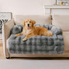 Pet Fluffy Fuzzy Couch Cover, Calming Washable Dog Bed Sofa Protector Pets Mat for Small Medium Dogs and Cats (Coffee,33.45 × 28.35 × 5.51 In)