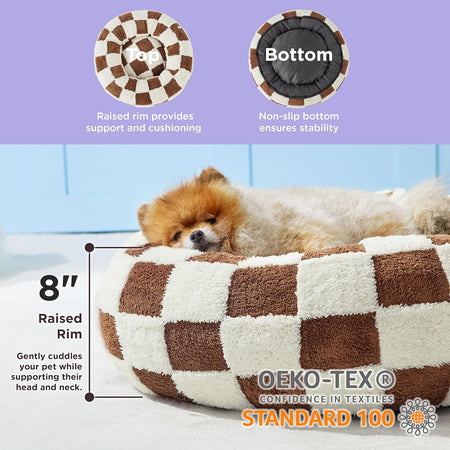 WOOFWAYZ Brown Check Calming Bed