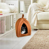 Medium Sized Brown Tent-Style Cat Igloo - Cozy Covered Bed for Cats and Kittens