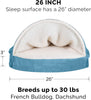 26" round Orthopedic Dog Bed for Medium/Small Dogs W/ Removable Washable Cover, for Dogs up to 30 Lbs - Sherpa & Suede Snuggery - Blue, 26-Inch