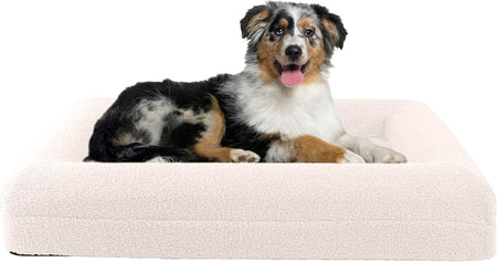 Orthopedic Pet Bed - 45In Large Dog Bed with Supportive Bolster, Nonslip Bottom, and Removable Washable Cover - Memory Foam Pet Beds for Large Dogs - Dog Products (Brown)