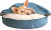 26" round Orthopedic Dog Bed for Medium/Small Dogs W/ Removable Washable Cover, for Dogs up to 30 Lbs - Sherpa & Suede Snuggery - Blue, 26-Inch